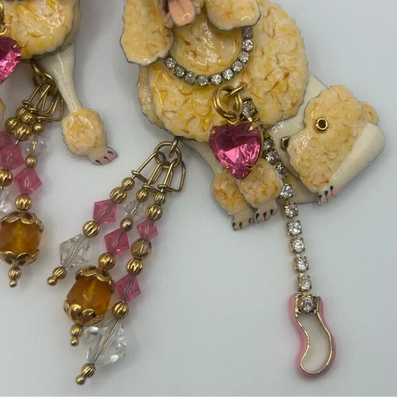 Lunch at the Ritz “Babette & Suzette” Poodle Earrings - Picture 3 of 9